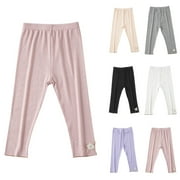 Cethrio Capri Leggings for Girls, Stretch Stretch Summer Elastic Waist Capri Pants Pink Size 7-8 T
